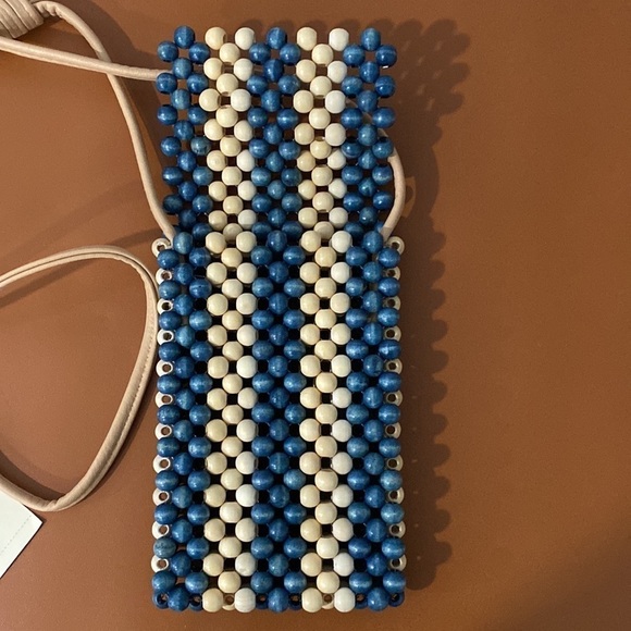 Universal Thread™ Striped Straw Beads Phone Crossbody Bag Blue - Picture 7 of 8